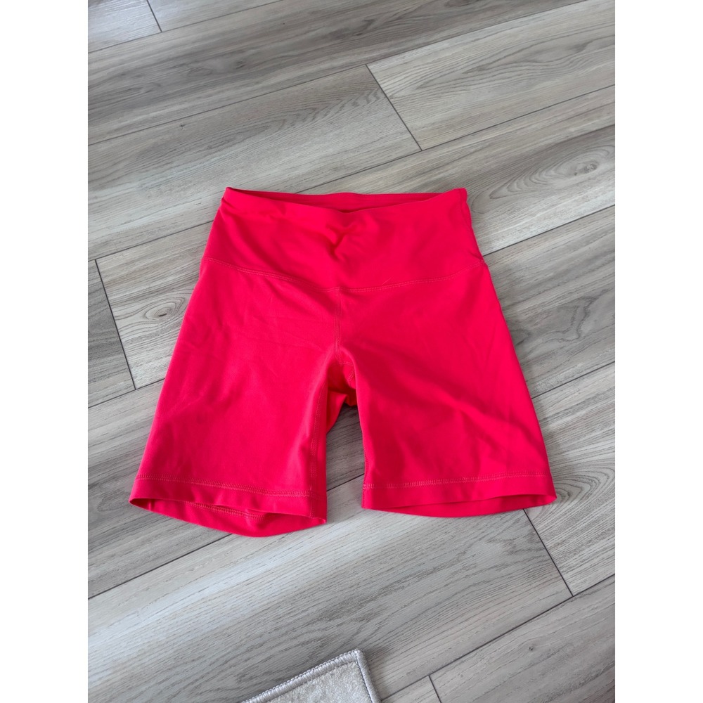 Yogalicious Womens High Waisted Biker Shorts Hot Pink Neon Athletic Size S